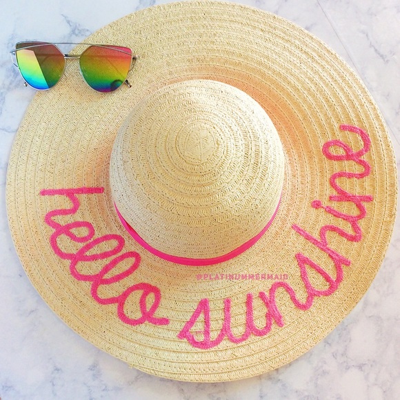 Accessories - RESTOCK Hello Sunshine Embroidered Beach Hat NWT